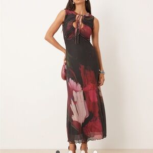 ASOS Black and Pink Floral Maxi Dress